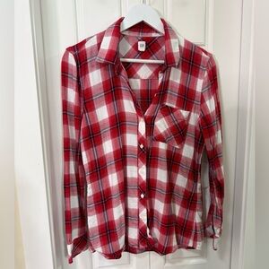 GAP Red & White Plaid Button-Down Shirt | Size Medium